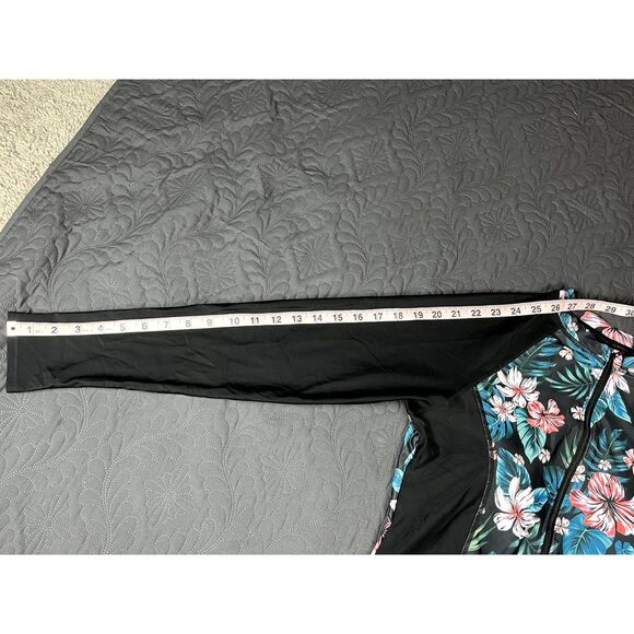 Daci Rash Guard Long Sleeve 1pc Swimsuit Zipper Surfing UPF 50 Summer SZ L:NWT - Picture 6 of 12